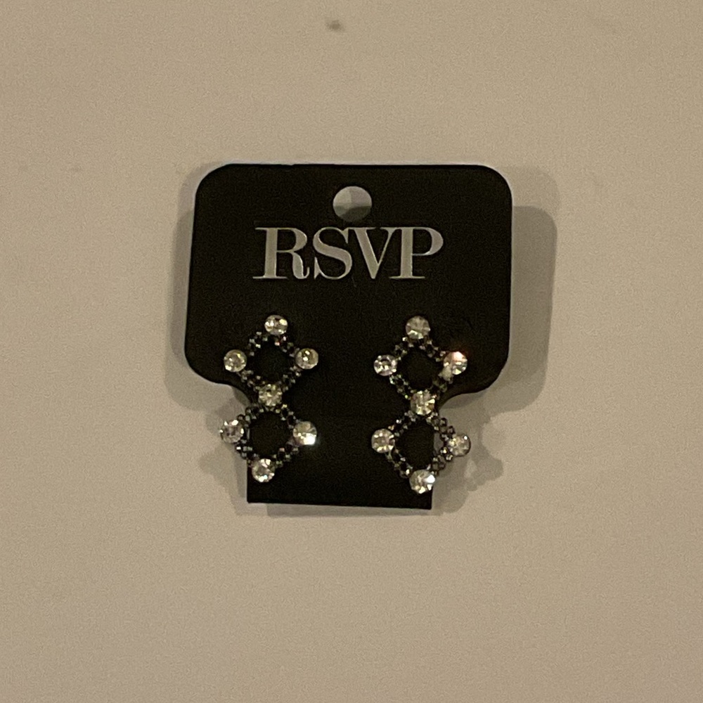Brand New RSVP Silver Dangle Earrings with Gems